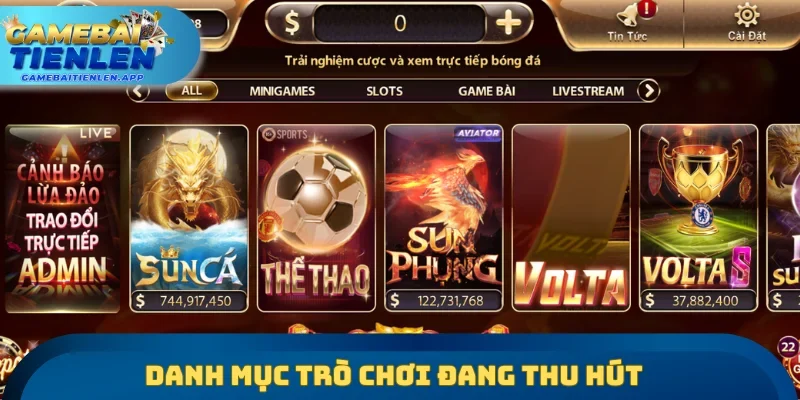 Danh mục trò chơi riêng đang thu hút tại cổng game SUNWIN
